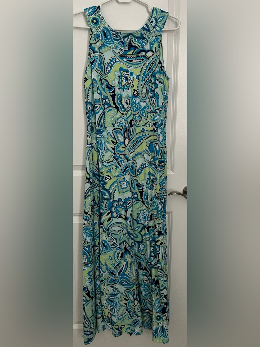 Talbots Blue-Green Paisley Maxi Dress